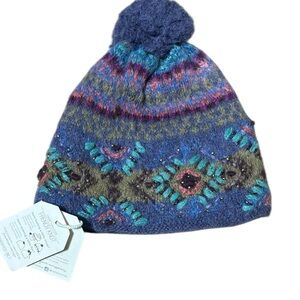 Lindsay mason French knot handcrafted beanie wool beaded boho Nepal new